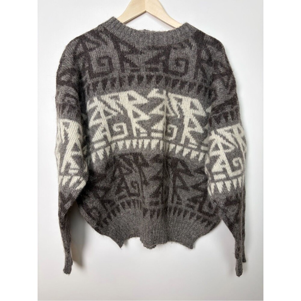 VINTAGE Icelandic Wool Grandpa Knit Geometric Pattern Pullover Sweater Icesheep